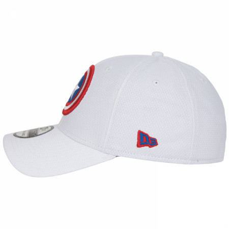 Captain America Logo White Colorway New Era 39Thirty Fitted Hat